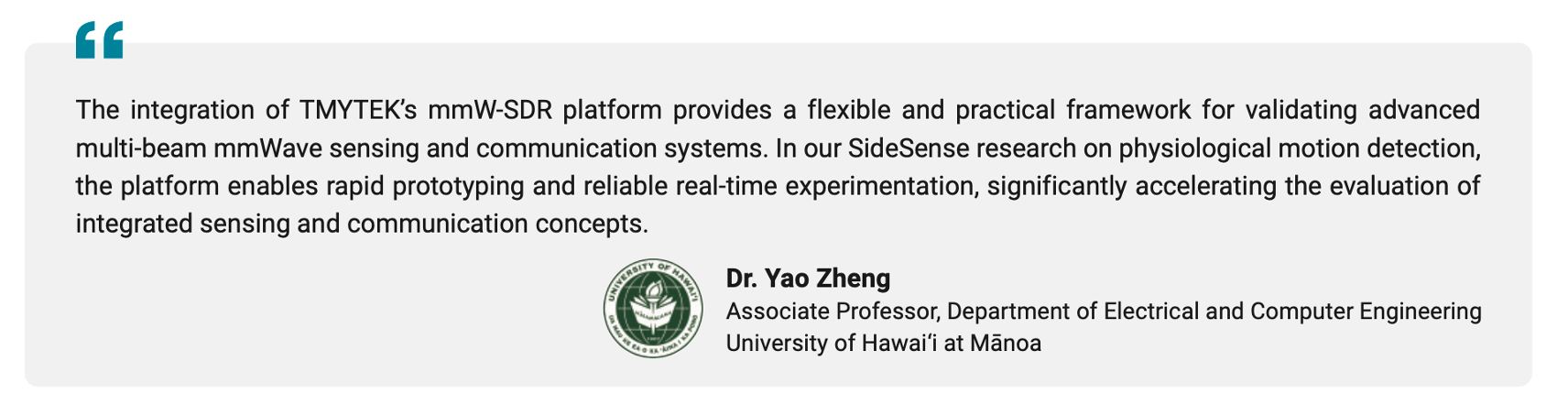 Dr. Yao Zheng Associate Professor, Department of Electrical and Computer Engineering University of Hawai‘i at Mānoa